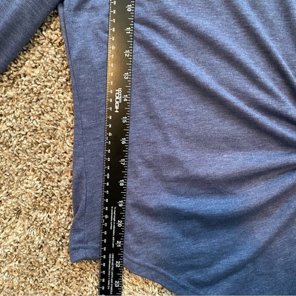 Noracora Blue Long Sleeve Side Tie Shirt Top with White Knit Sleeve Sz M - Picture 10 of 14